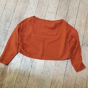 H&M Cropped Ribbed Rust Orange Sweater Siz…